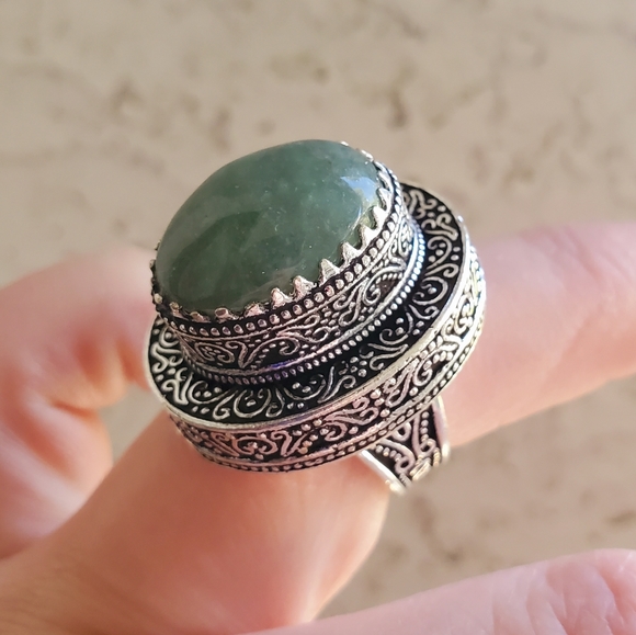 New Amazonite Antique Design 925 Silver Statement Ring. - Picture 4 of 13